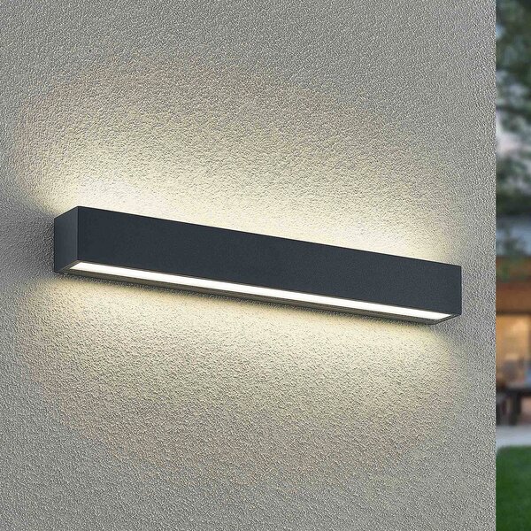 Arcchio LED απλίκα Lengo, 50cm, 2 φτερά, ανθρακί, CCT, Μαύρο, Αλουμίνιο, σύγχρονο