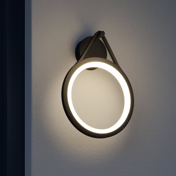 Lucande Εξωτερικό φωτιστικό τοίχου LED Mirco, 30 cm, μαύρο, IP65, Μαύρο, Μέταλλο, σύγχρονο, Πρίζα τοίχου κάτω