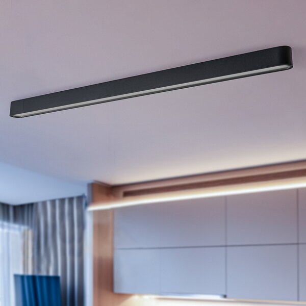 Nowodvorski Lighting Φωτιστικό οροφής Soft, 125 x 6 cm, γραφίτη, αλουμίνιο, G13, Μαύρο, Σαλόνι / τραπεζαρία, Μέταλλο, σύγχρονο