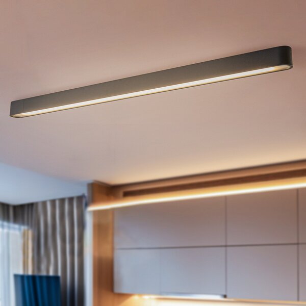 Nowodvorski Lighting Φωτιστικό οροφής Soft, 125 x 6 cm, γραφίτη, αλουμίνιο, G13, Μαύρο, Σαλόνι / τραπεζαρία, Μέταλλο, σύγχρονο