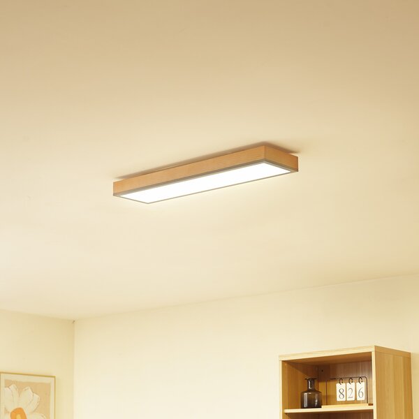 Lindby Φωτιστικό οροφής Laviona LED, μακρύ, 80 cm, Ξύλου, Σαλόνι / τραπεζαρία, Ξύλο, σύγχρονο