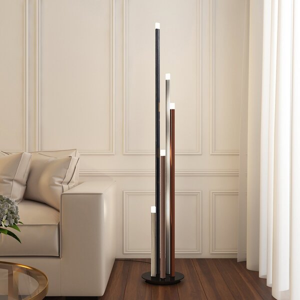 Lucande LED φωτιστικό δαπέδου Stoika, 150 cm, 5-φωτο, μέταλλο, ρυθμιζόμενος, Πολύχρωμο, Σαλόνι / τραπεζαρία, Μέταλλο, σύγχρονο