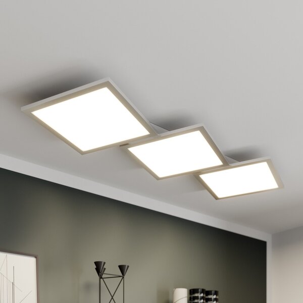 Lucande LED φωτιστικό οροφής Ilira, 3-φωτός, ασημί, CCT, dimmable, ρυθμιζόμενος, Μεταλλικό, Κουζίνα, Αλουμίνιο, σύγχρονο