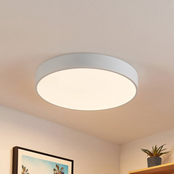 Lindby LED φωτιστικό οροφής Simera, Ø 50cm, λευκό, μέταλλο, ρυθμιζόμενος, Λευκό, Σαλόνι / τραπεζαρία, Πλαστικό, σύγχρονο