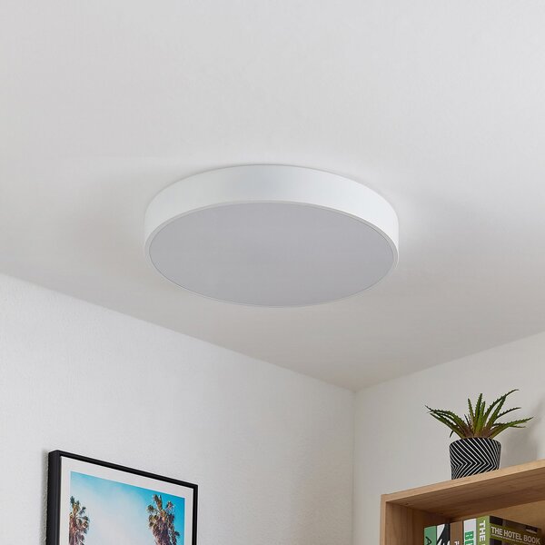 Lindby LED φωτιστικό οροφής Simera, Ø 50cm, λευκό, μέταλλο, ρυθμιζόμενος, Λευκό, Σαλόνι / τραπεζαρία, Πλαστικό, σύγχρονο