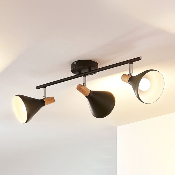 Lindby φωτιστικό οροφής Arina, 53 cm, μαύρο, 3-φωτιστικό, E14, ρυθμιζόμενος, Μαύρο, υπνοδωμάτιο, Μέταλλο, σύγχρονο