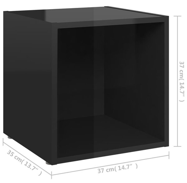 Έπιπλα Τηλεόρασης 2 τεμ. Γυαλ. Μαύρα 37x35x37 εκ. Μοριοσανίδα - Μαύρο