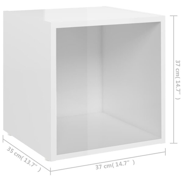 Έπιπλα Τηλεόρασης 4 τεμ. Γυαλ. Λευκά 37x35x37 εκ. Μοριοσανίδα - Λευκό