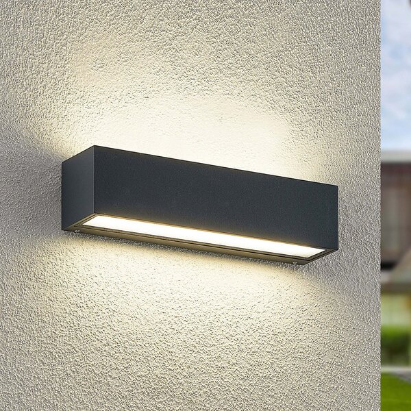 Arcchio LED απλίκα Lengo, 25 cm, 2 φτερά, ανθρακί, CCT, Μαύρο, Αλουμίνιο, σύγχρονο