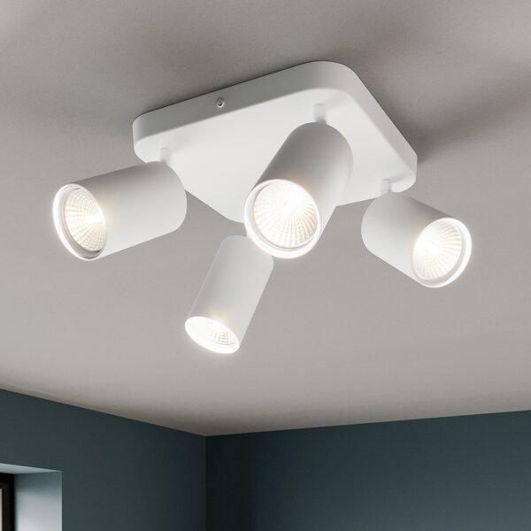 Nowodvorski Lighting Φωτιστικό οροφής Eye Spot τετράφωτο τετράγωνο, λευκό, ρυθμιζόμενος, Λευκό, Σαλόνι / τραπεζαρία, Μέταλλο, σύγχρονο