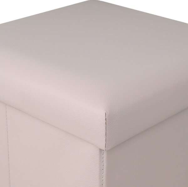 Σκαμπό Με Αποθηκευτικό Χώρο (38x38x38) Estia Cube Leather Taupe 03-35907