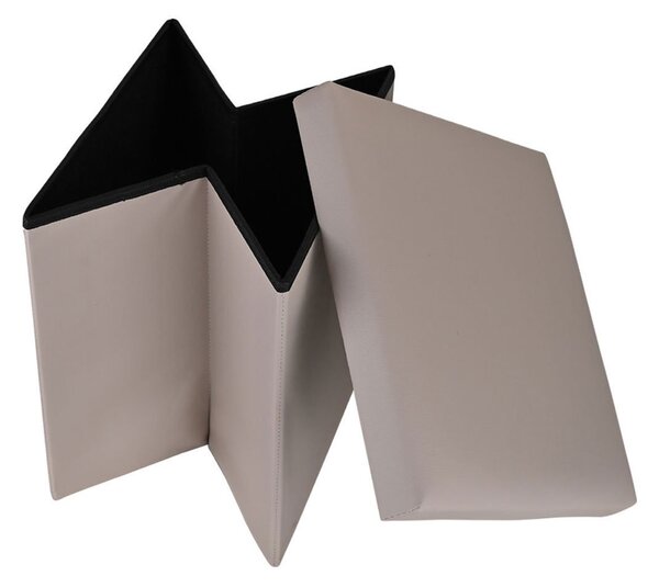 Σκαμπό Με Αποθηκευτικό Χώρο (38x38x38) Estia Cube Leather Taupe 03-35907