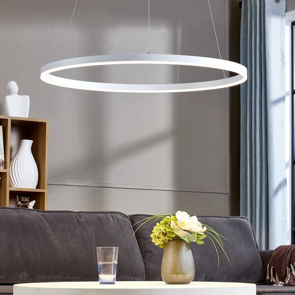 Arcchio Φωτιστικό οροφής LED Albiona, λευκό, 1 δακτύλιος, Ø 80 cm, ρυθμιζόμενος, Λευκό, Κουζίνα, Μέταλλο, σύγχρονο
