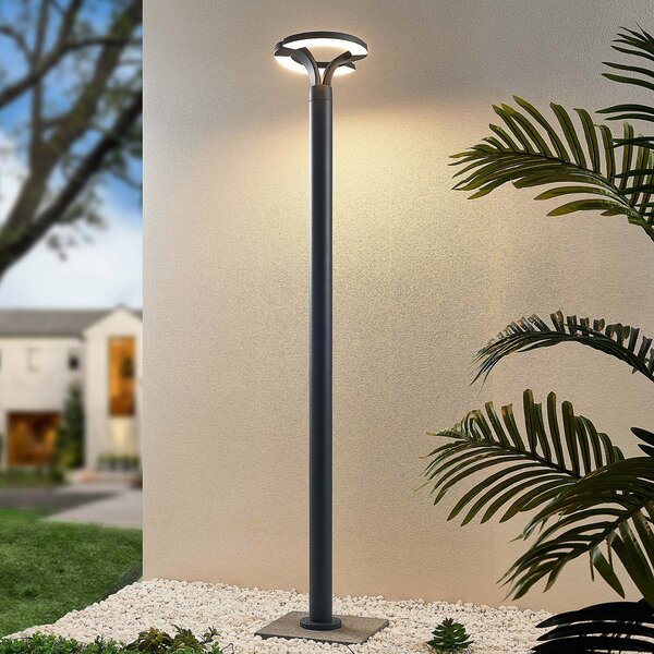Lindby LED φωτιστικό εξωτερικού χώρου Keily, κύκλος, ανθρακί, μέταλλο, Μαύρο, Μέταλλο, σύγχρονο