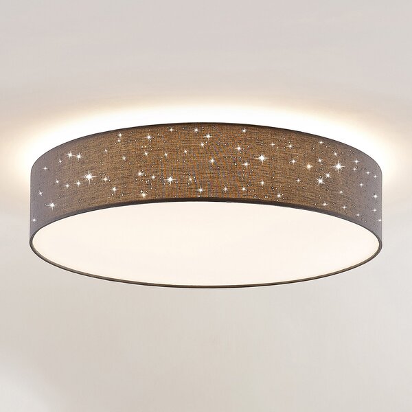 Lindby LED φωτιστικό οροφής Ellamina, Ø 60 cm, ανθρακί, ύφασμα, ρυθμιζόμενος, Μαύρο, Σαλόνι / τραπεζαρία, Ύφασμα / Κλωστοϋφαντουργία, σύγχρονο