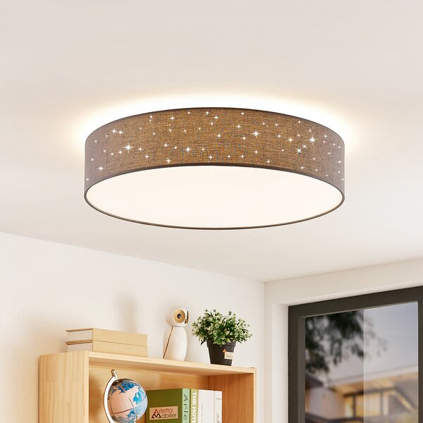 Lindby LED φωτιστικό οροφής Ellamina, Ø 60 cm, ανθρακί, ύφασμα, ρυθμιζόμενος, Μαύρο, Σαλόνι / τραπεζαρία, Ύφασμα / Κλωστοϋφαντουργία, σύγχρονο