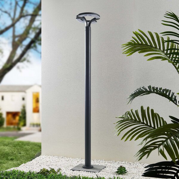 Lindby LED φωτιστικό εξωτερικού χώρου Keily, κύκλος, ανθρακί, μέταλλο, Μαύρο, Μέταλλο, σύγχρονο