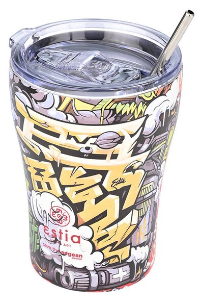 Θερμός με Καλαμάκι Coffee Mug Save The Aegean Graffiti Rhthm 350ml