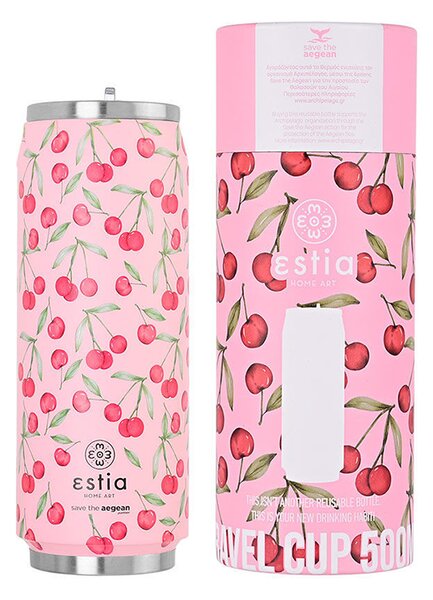 Θερμός Travel Cup Save The Aegean Cherry Rose Estia 500ml