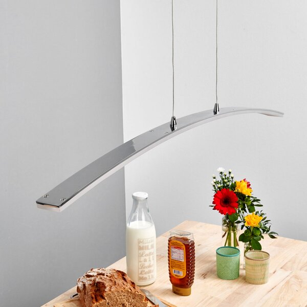 Lucande LED κρεμαστό φωτιστικό Lorian, 99 cm, χρώμιο, μέταλλο, Μεταλλικό, Σαλόνι / τραπεζαρία, Αλουμίνιο, σύγχρονο