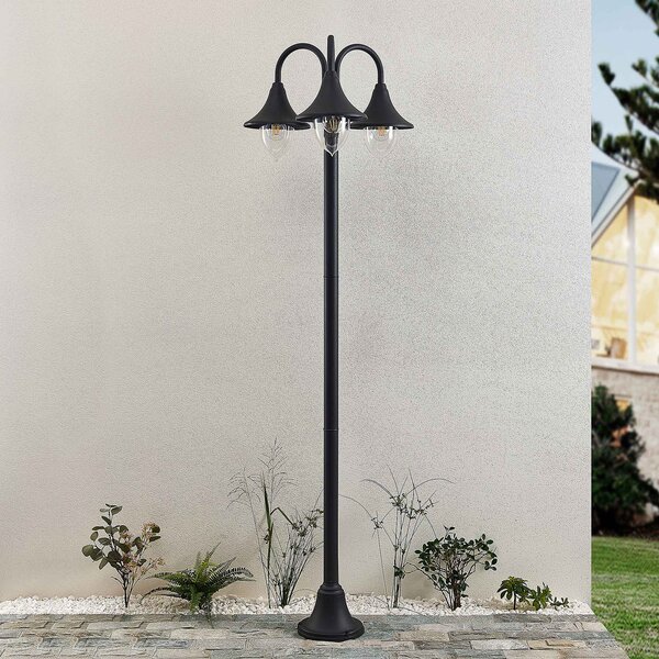Lindby Edric φωτιστικό στύλου, ύψος 215 cm, ανθρακί, αλουμίνιο, ρυθμιζόμενος, Μαύρο, Μέταλλο, Vintage