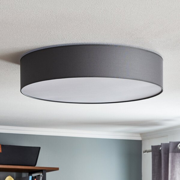 TK Lighting Φωτιστικό οροφής Rondo, γκρι Ø 60cm, ρυθμιζόμενος, Γκρι, υπνοδωμάτιο, Ύφασμα / Κλωστοϋφαντουργία, σύγχρονο