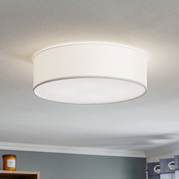 TK Lighting Φωτιστικό οροφής Rondo, λευκό Ø 45cm, ρυθμιζόμενος, Λευκό, υπνοδωμάτιο, Ύφασμα / Κλωστοϋφαντουργία, σύγχρονο