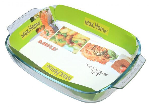 Ταψί Ορθογώνιο Πυρίμαχο Γυάλινο 3.7lt 38x25cm HSA - Max.Home