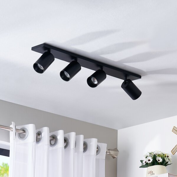 Arcchio Strahler Brinja, μαύρο, μήκος 65 cm, Ø 7 4 φύλλα., ρυθμιζόμενος, Μαύρο, Σαλόνι / τραπεζαρία, Αλουμίνιο, σύγχρονο