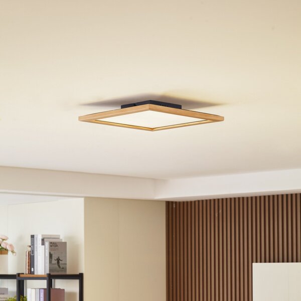 Lucande LED φωτιστικό οροφής Joren, 42 cm, ξύλο, CCT, τηλεχειριστήριο, ρυθμιζόμενος, Ξύλου, Σαλόνι / τραπεζαρία, Ξύλο, Εξοχική κατοικία / Ρουστίκ