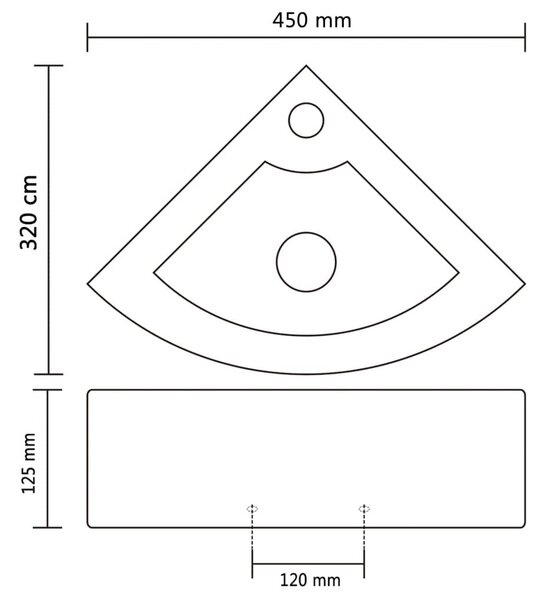 Νιπτήρας με Οπή Υπερχείλισης Χρυσός 45x32x12,5 εκ. Κεραμικός - Χρυσό