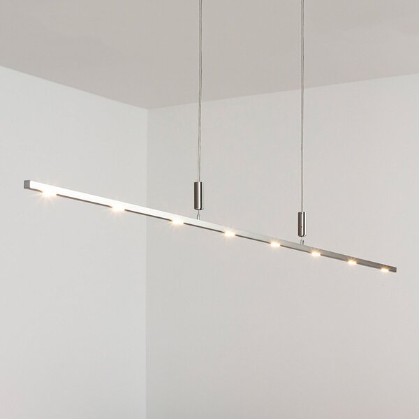Quitani LED κρεμαστό φωτιστικό Tolu, μήκος 180 cm, dimmable, ρυθμιζόμενος, Γκρι, Σαλόνι / τραπεζαρία, Μέταλλο, σύγχρονο, Κρεμαστά πολλαπλής φλόγας