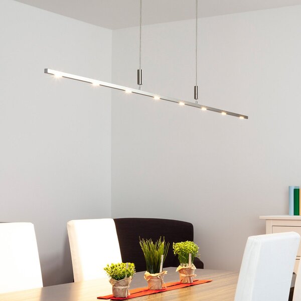Quitani LED κρεμαστό φωτιστικό Tolu, μήκος 180 cm, dimmable, ρυθμιζόμενος, Γκρι, Σαλόνι / τραπεζαρία, Μέταλλο, σύγχρονο, Κρεμαστά πολλαπλής φλόγας