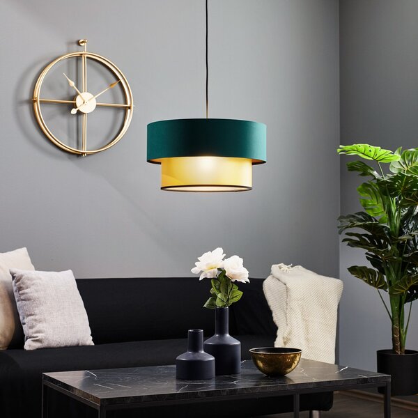 Maco Design Φωτιστικό κρεμαστό Dorina, πράσινο/χρυσό Ø 40cm, ρυθμιζόμενος, Πράσινο, Σαλόνι / τραπεζαρία, Πλαστικό, σύγχρονο