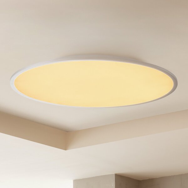 Lindby LED φωτιστικό οροφής Narima, CCT, Ø 80 cm, ασημί, ρυθμιζόμενος, Γκρι, Κουζίνα, Πλαστικό, σύγχρονο