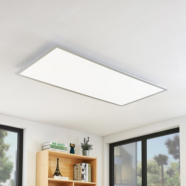 Lindby LED φωτιστικό οροφής Zento, 120 cm, ασημί, 4.000 K, Μεταλλικό, Κουζίνα, Πλαστικό, σύγχρονο