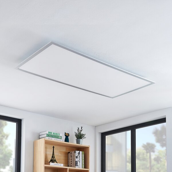 Lindby LED φωτιστικό οροφής Zento, 120 cm, ασημί, 4.000 K, Μεταλλικό, Κουζίνα, Πλαστικό, σύγχρονο