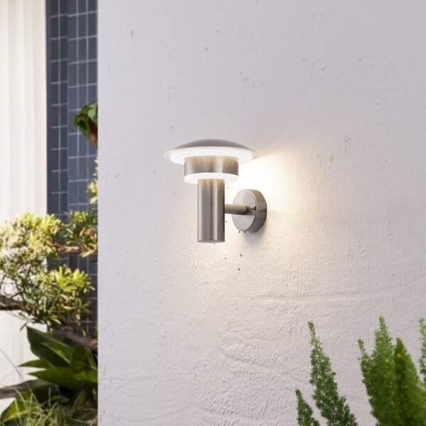 Lindby LED φωτιστικό τοίχου εξωτερικού χώρου Lillie, ύψος 19 cm, ανοξείδωτο, Μεταλλικό, Μέταλλο, σύγχρονο