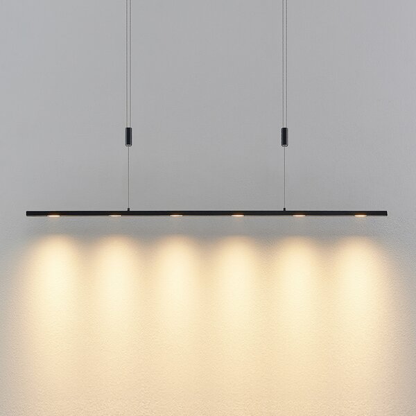 Lucande LED κρεμαστό φωτιστικό Stakato, 120 cm, 6-φωτο, ρυθμιζόμενο, ρυθμιζόμενος, Μαύρο, Σαλόνι / τραπεζαρία, Μέταλλο, σύγχρονο