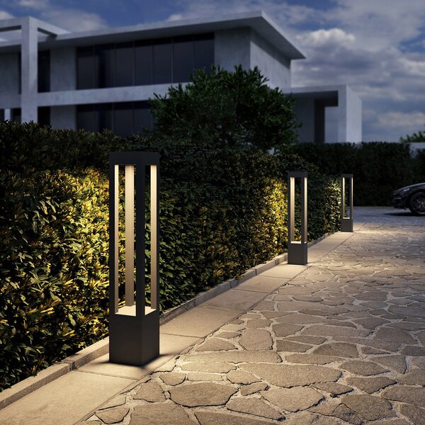 Arcchio Φωτιστικό κολωνάκι LED Lienna, 90 cm, γκρι, μεταλλικό, IP65, Γκρι, Αλουμίνιο, σύγχρονο