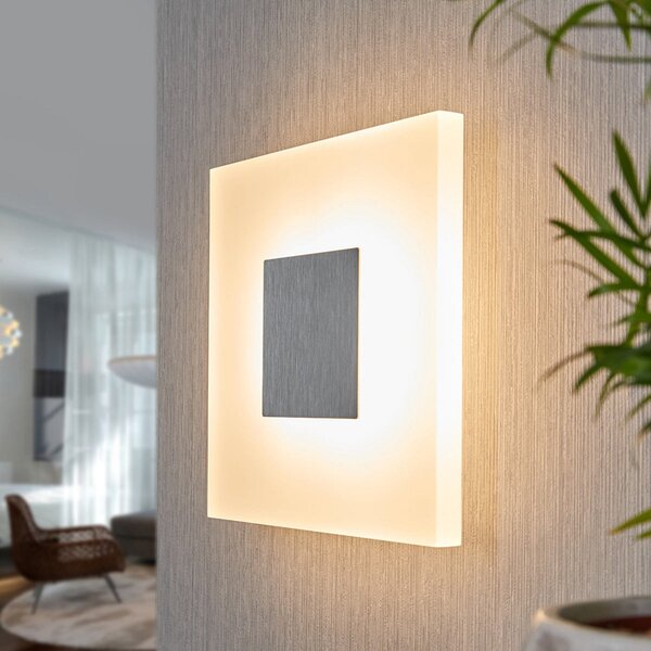 Lucande LED φωτιστικό τοίχου Berlind, 26 cm, λευκό, γυαλί, μέταλλο, Λευκό, Σαλόνι / τραπεζαρία, Πλαστικό, σύγχρονο
