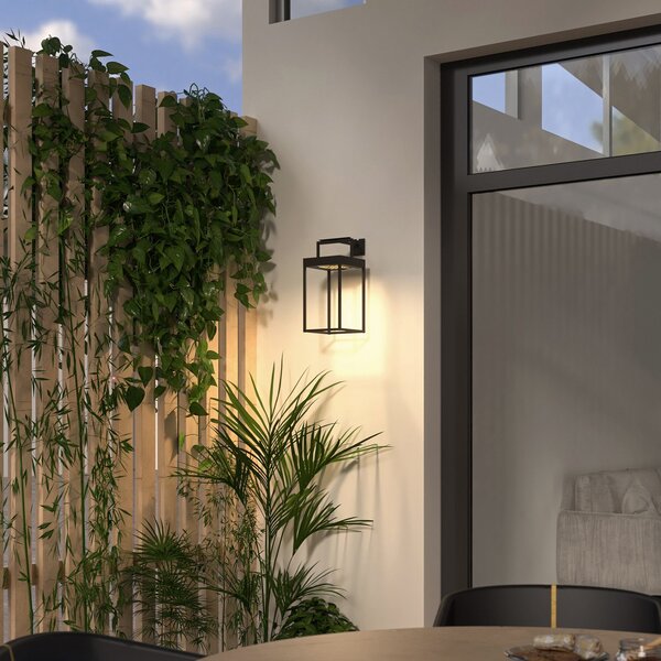 Lucande LED ηλιακό φως Lynzy, 38cm, μαύρο, μεταλλικό, IP65, ρυθμιζόμενος, Μαύρο, Μέταλλο, σύγχρονο, Φανάρι