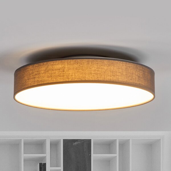 Lindby LED φωτιστικό οροφής Saira, Ø 40 cm, γκρι, ύφασμα, Γκρι, Σαλόνι / τραπεζαρία, Ύφασμα / Κλωστοϋφαντουργία, σύγχρονο