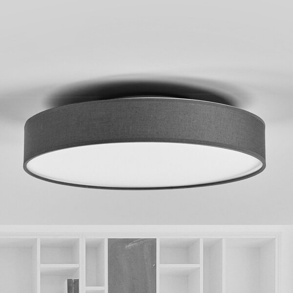 Lindby LED φωτιστικό οροφής Saira, Ø 40 cm, γκρι, ύφασμα, Γκρι, Σαλόνι / τραπεζαρία, Ύφασμα / Κλωστοϋφαντουργία, σύγχρονο