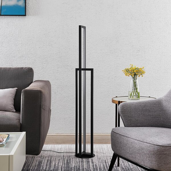 Lucande LED φωτιστικό δαπέδου Hylda, 123 cm, μαύρο, αλουμίνιο, ρυθμιζόμενος, Μαύρο, Σαλόνι / τραπεζαρία, Μέταλλο, σύγχρονο
