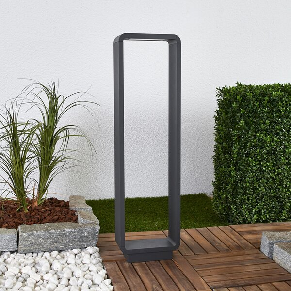 Lucande Φωτιστικό μονοπατιών LED Ninon, 80 cm, ανθρακί, μέταλλο, Μαύρο, Μέταλλο, σύγχρονο