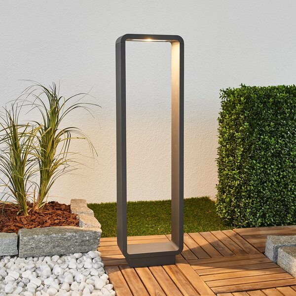 Lucande Φωτιστικό μονοπατιών LED Ninon, 80 cm, ανθρακί, μέταλλο, Μαύρο, Μέταλλο, σύγχρονο