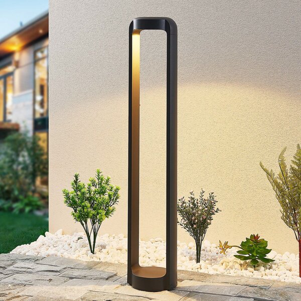 Lucande LED φωτιστικό μονοπατιών Habsa, 80 cm, ανθρακί, μέταλλο, Μαύρο, Μέταλλο, σύγχρονο