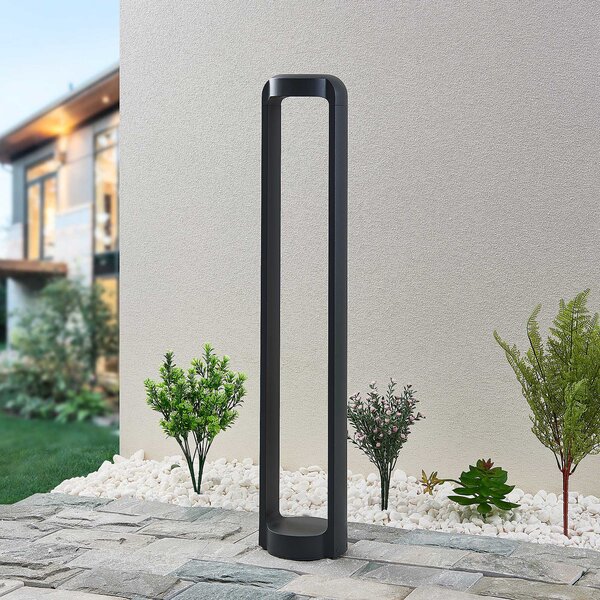 Lucande LED φωτιστικό μονοπατιών Habsa, 80 cm, ανθρακί, μέταλλο, Μαύρο, Μέταλλο, σύγχρονο