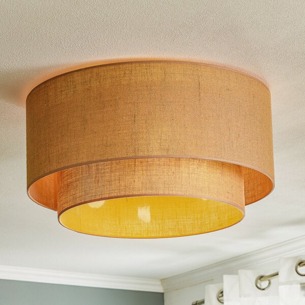 Euluna Φωτιστικό οροφής Boho, καφέ, Ø 60 cm, ύφασμα, ρυθμιζόμενος, Καφέ / Σκουριάς, Σαλόνι / τραπεζαρία, Ύφασμα / Κλωστοϋφαντουργία, Εξοχική κατοικία / Ρουστίκ